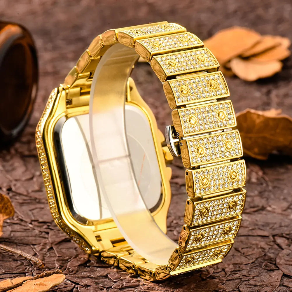 Men's Iced Out Rhinestone Quartz Watch