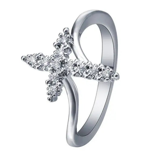 Cross Ring with Zircon Inlay for Women