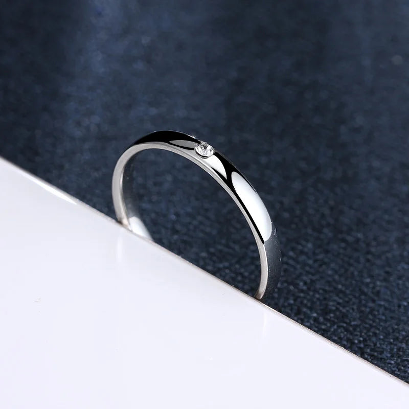 Simple Zircon Steel Ring