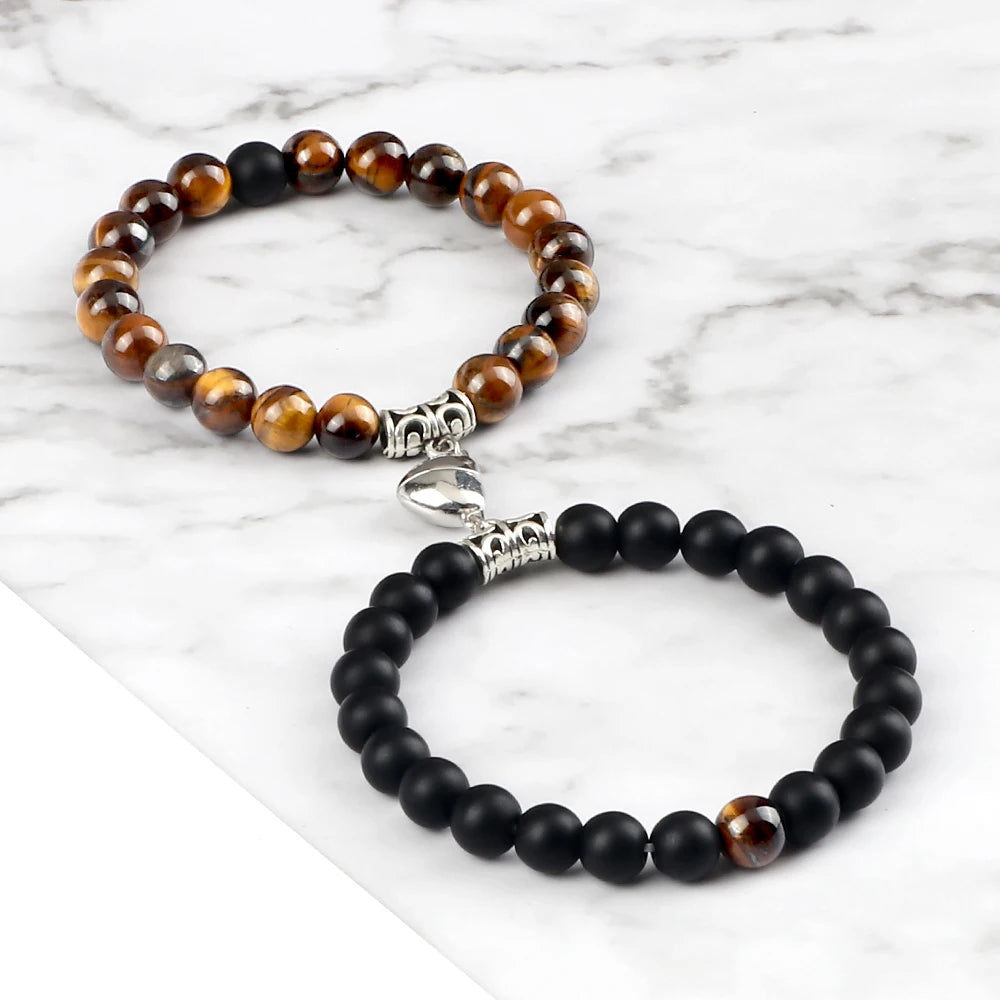 2-Piece Natural Stone Bead Bracelet Set