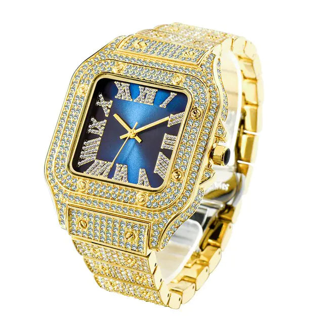 Men's Iced Out Rhinestone Quartz Watch