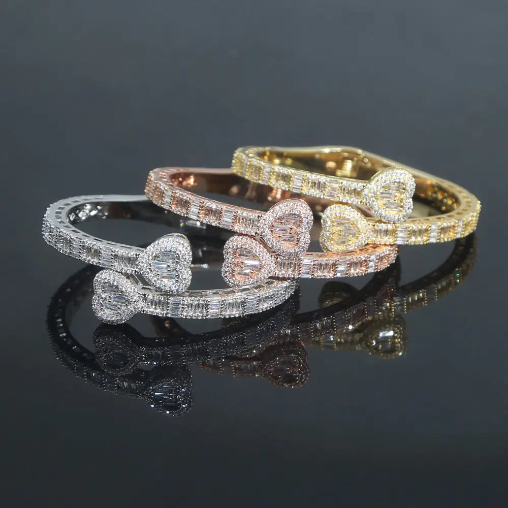 Women's Iced Out Heart Shaped Bangle