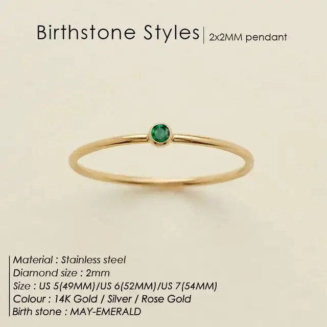 Women's Stainless Steel Birthstone Ring