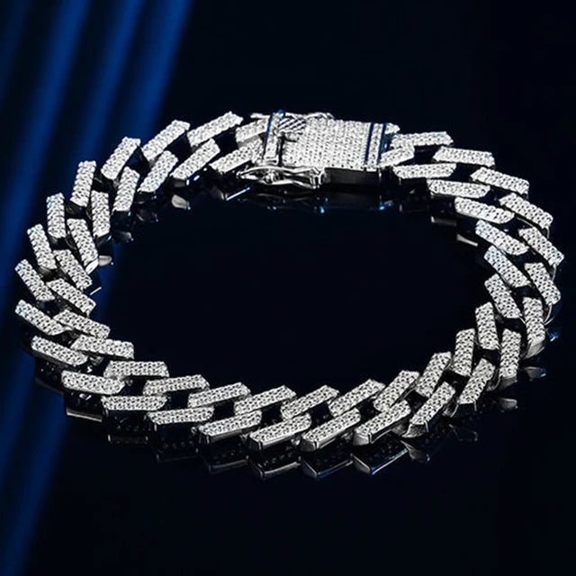 Silver Diamond Cuban Bracelet