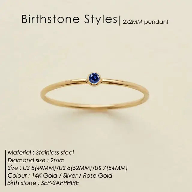 Women's Stainless Steel Birthstone Ring