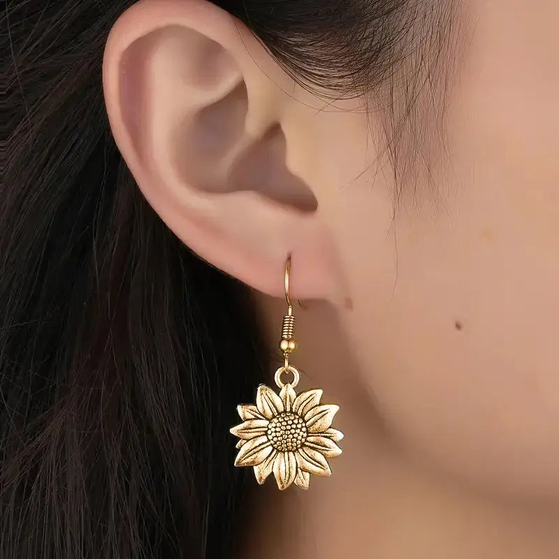 Huitan Trendy Sunflower Drop Earrings