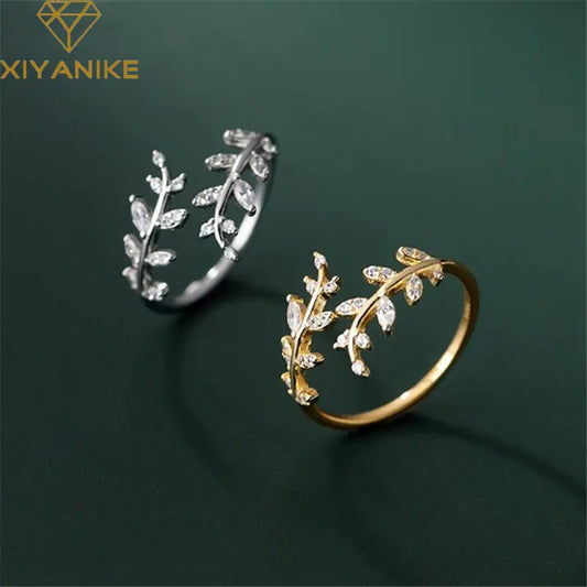 Women's Shiny Leaf Opening Ring