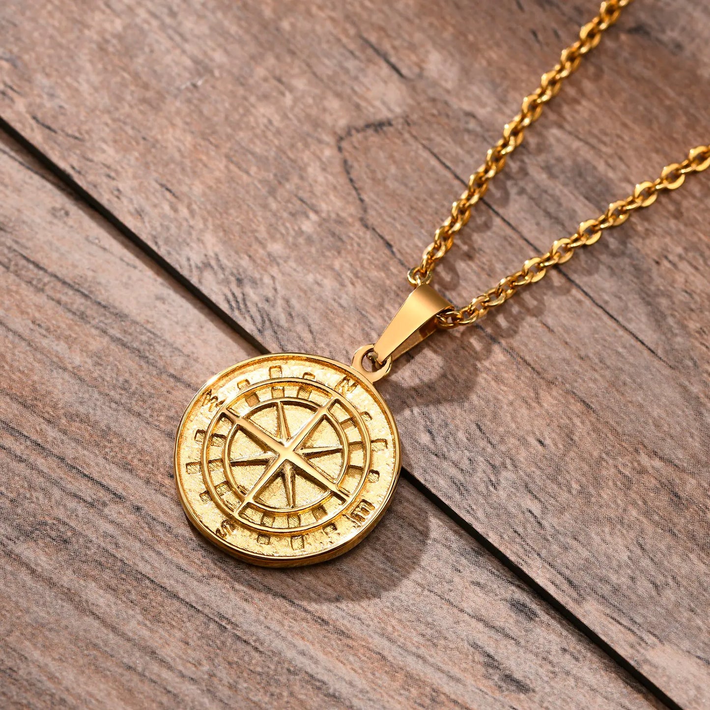 Men's Compass Layered Chain Necklace