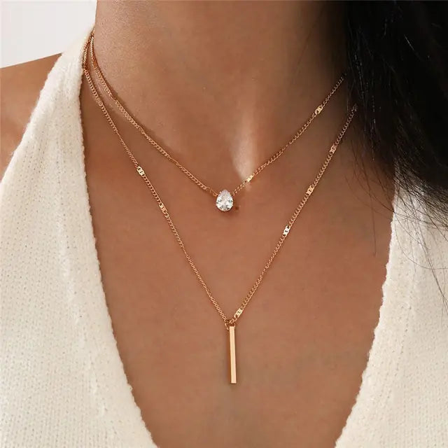 Square Crystal Necklace Set For Women