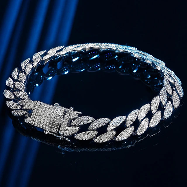 Silver Diamond Cuban Bracelet