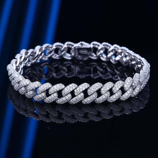 Silver Diamond Cuban Bracelet