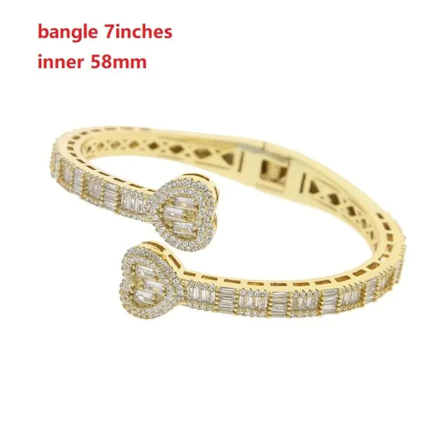 Women's Iced Out Heart Shaped Bangle