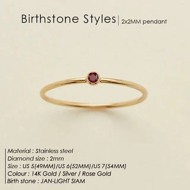 Women's Stainless Steel Birthstone Ring