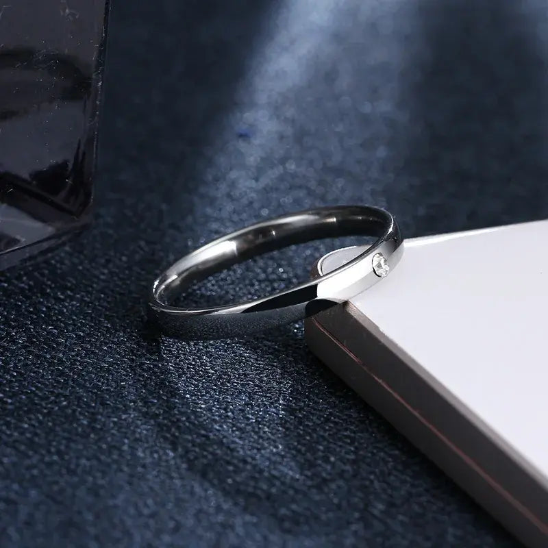 Simple Zircon Steel Ring