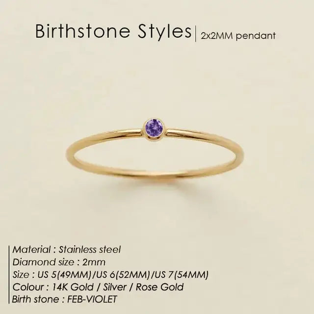 Women's Stainless Steel Birthstone Ring