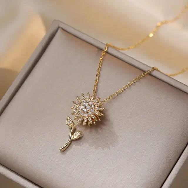 Double-Layer Rotatable Sunflower Necklace