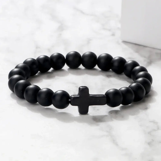 Lava Stone Cross Bracelet