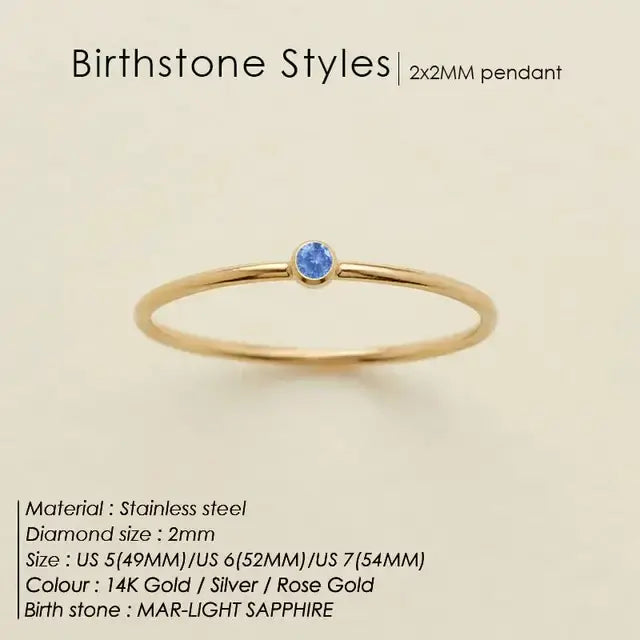 Women's Stainless Steel Birthstone Ring