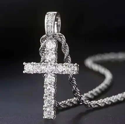 Crystal Cross Long Chain Necklace