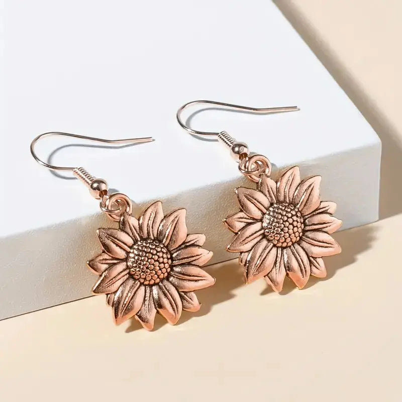 Huitan Trendy Sunflower Drop Earrings