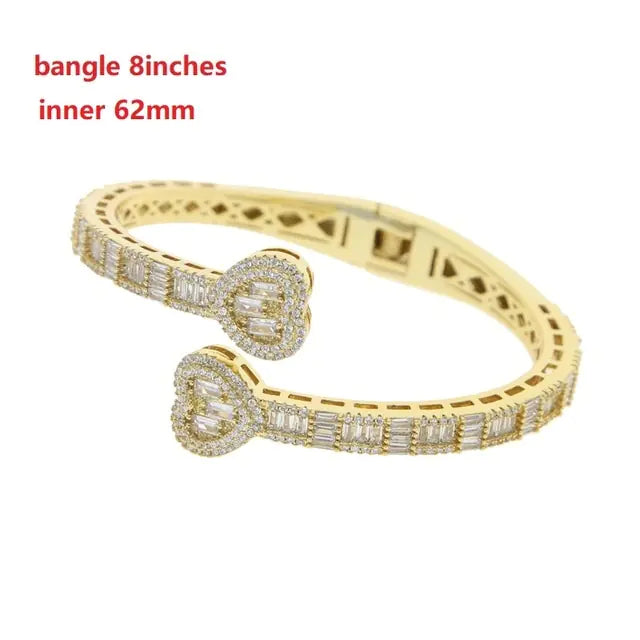 Women's Iced Out Heart Shaped Bangle