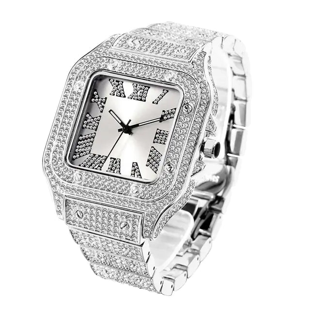 Men's Iced Out Rhinestone Quartz Watch