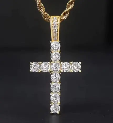 Crystal Cross Long Chain Necklace