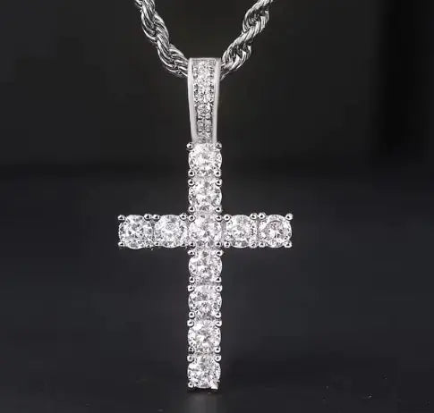 Crystal Cross Long Chain Necklace