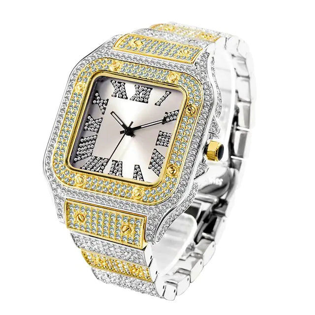 Men's Iced Out Rhinestone Quartz Watch