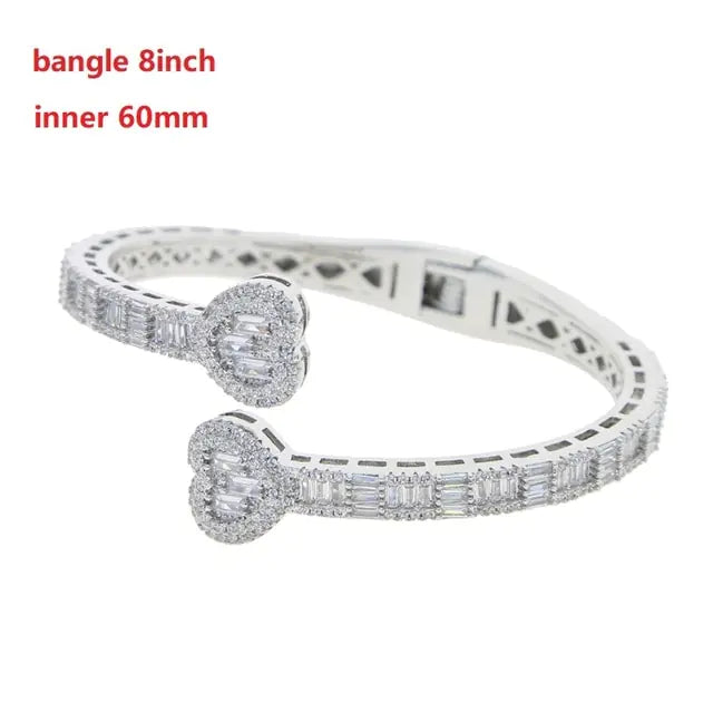 Women's Iced Out Heart Shaped Bangle