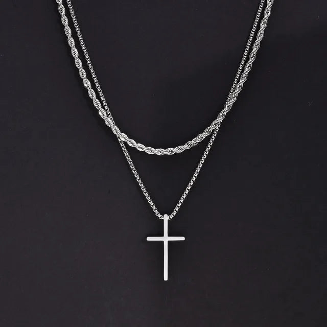 Vnox Stainless Steel Cross Pendant Necklace