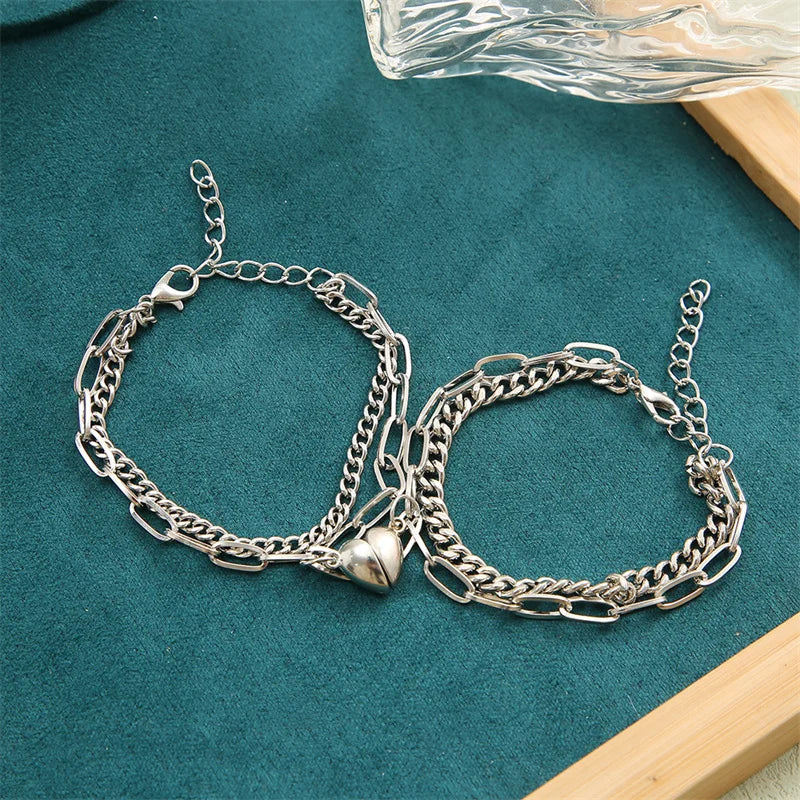 Magnetic Heart Couple Bracelet Set