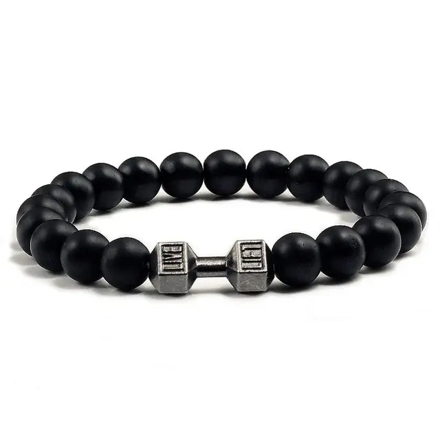 Bracelet With Volcanic Lava Stone Dumbbells