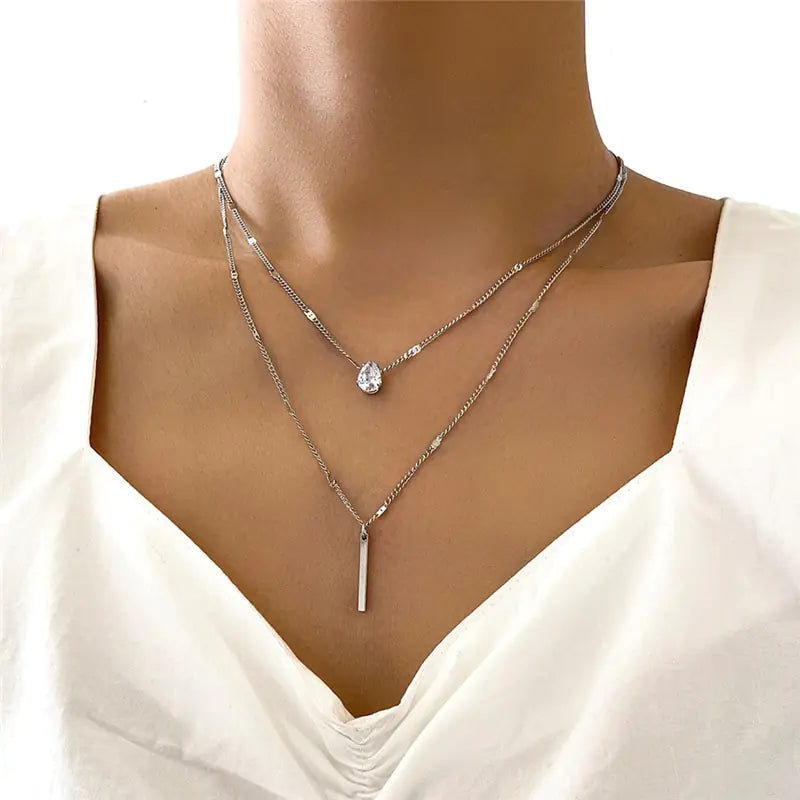 Square Crystal Necklace Set For Women